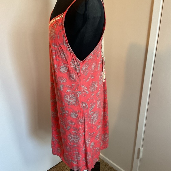 25. TraVida Coral Pink and Gray Sleeveless Midi Sundress Size Medium - Picture 6 of 8